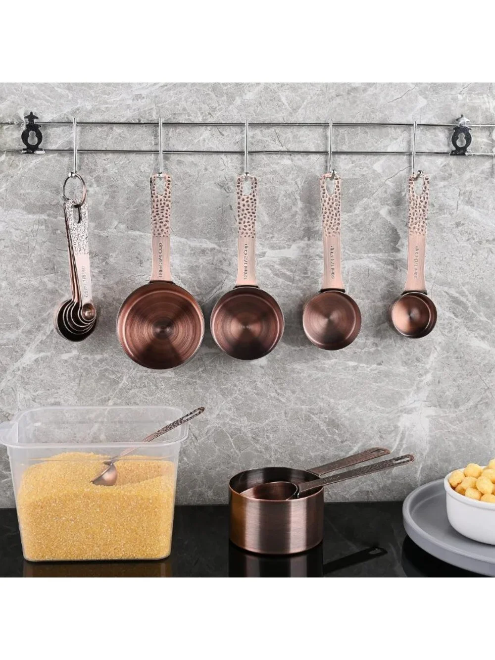 14-Piece Copper Measuring Cups & Spoons Set for Baking & Cooking - Stainless